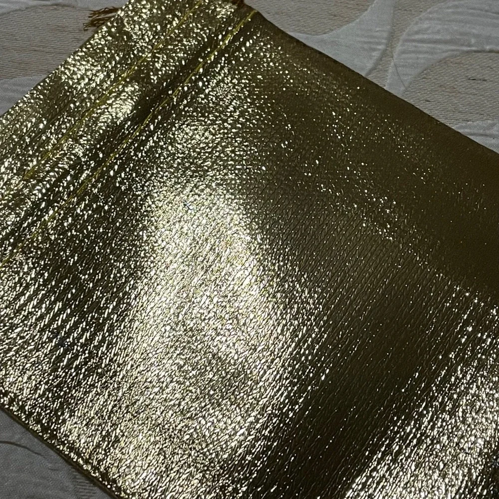 12 Pack Gold Metallic Drawstring Gift Bags 5x7 Jewelry Favor Pouches Shimmer